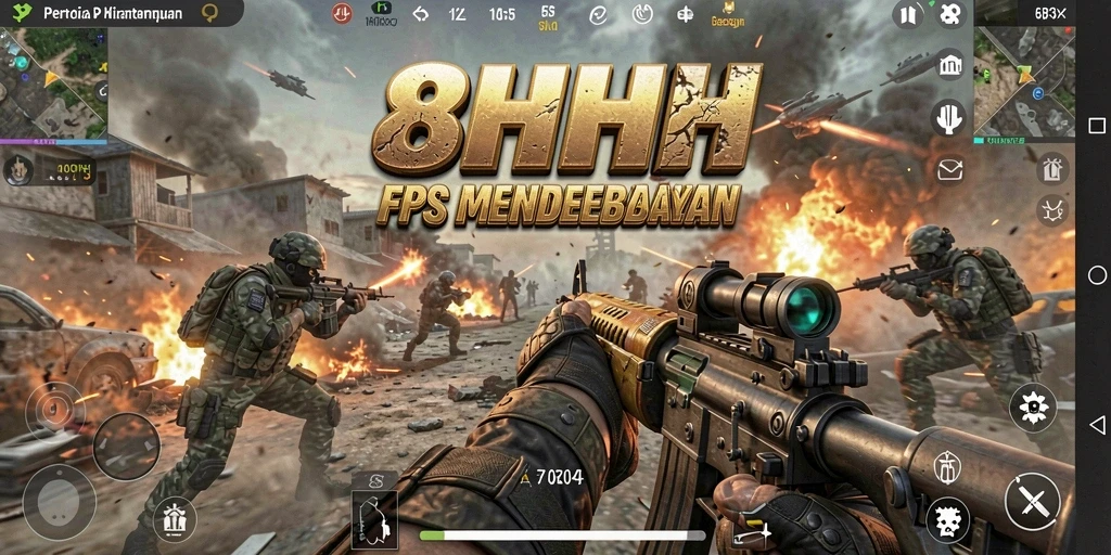 Screenshot gameplay 8HHH menunjukkan pertempuran intens antara tim.