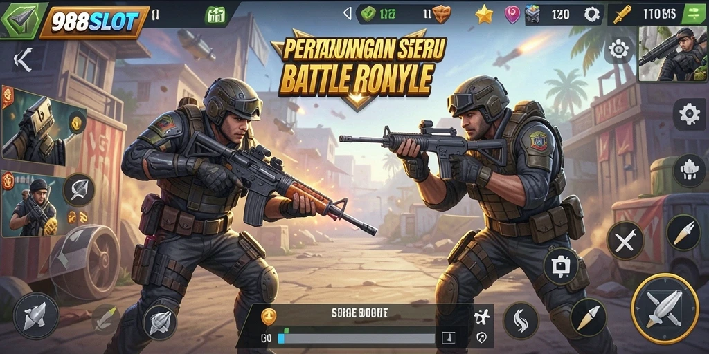 Tampilan gameplay seru dalam pertarungan Battle Royale di 988SLOT.