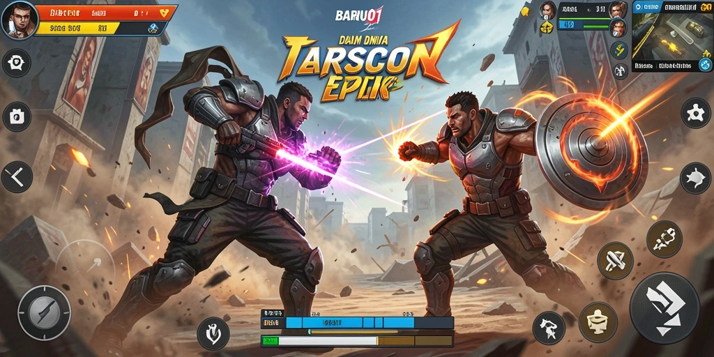 Screenshot gameplay BARU01 menampilkan aksi pertarungan yang intens.