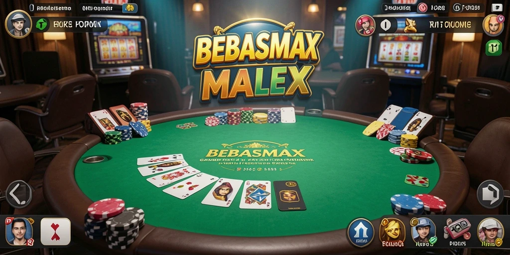 Screenshot gameplay BEBASMAX yang menampilkan aksi seru permainan Poker.