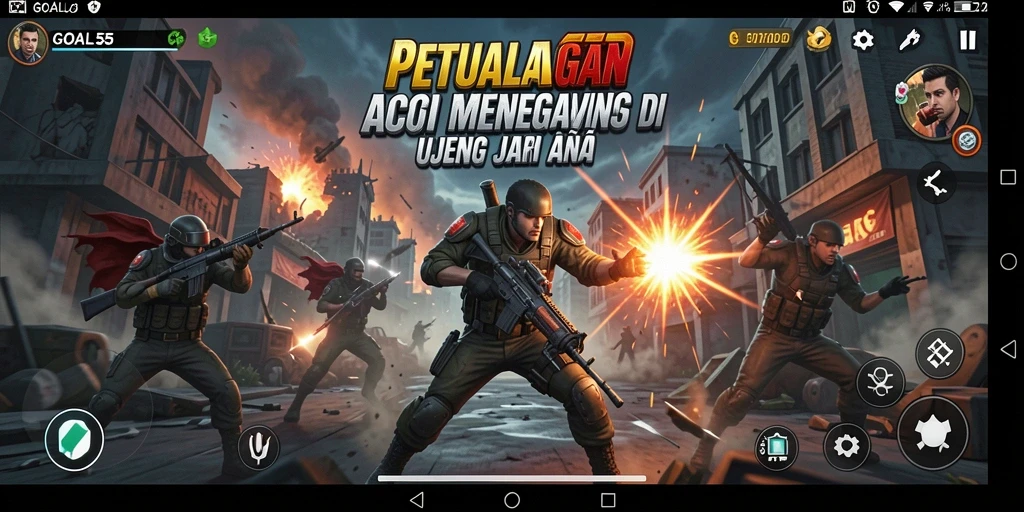 Tampilan menarik dari gameplay aksion di GOAL55.