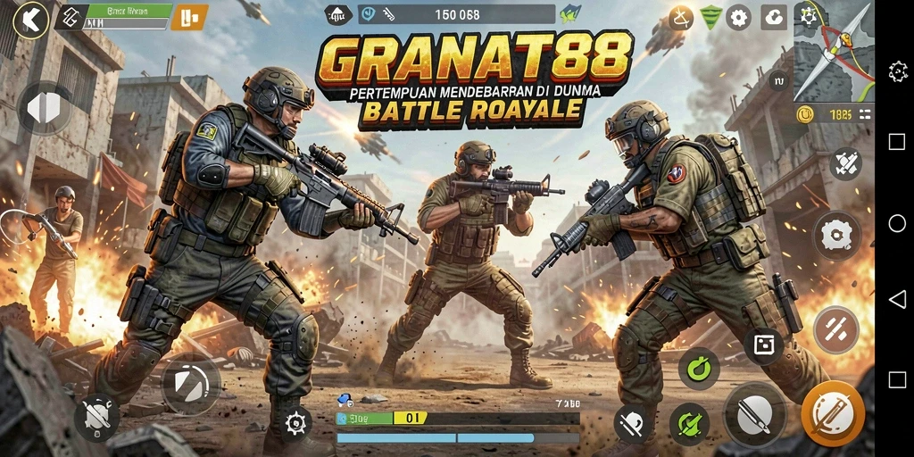 Tangkapan layar permainan <strong>GRANAT88</strong> dengan aksi Battle Royale yang mendebarkan.