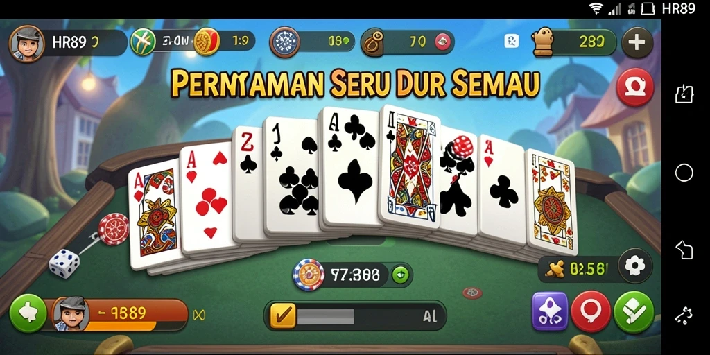 Tampilan gameplay domino yang seru di HR89 dengan teman-teman.