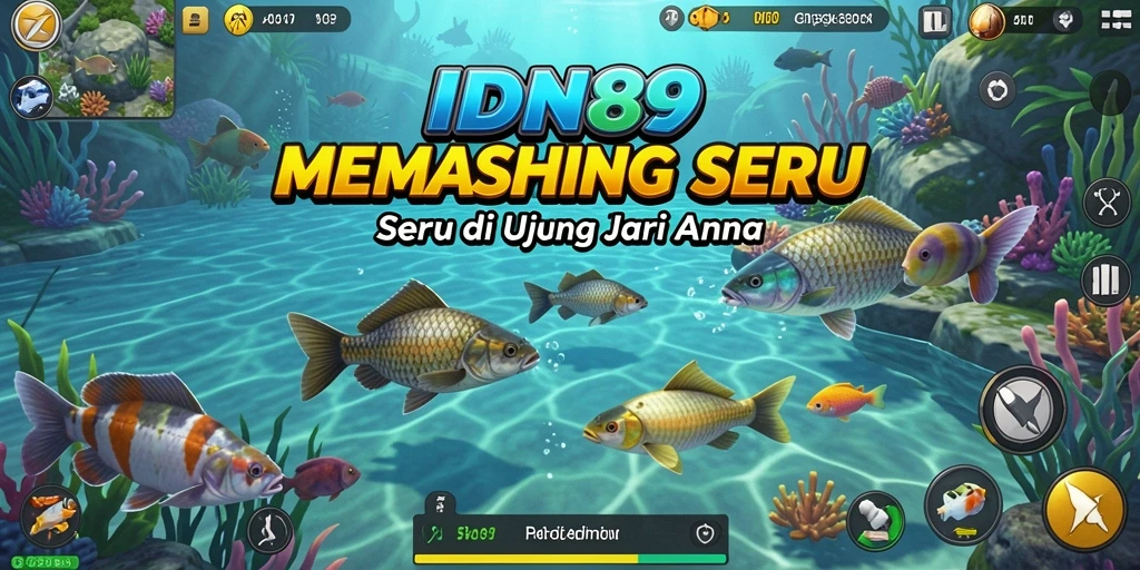 Tampilan gameplay <strong>IDN89</strong> yang memukau saat memancing ikan di lautan.
