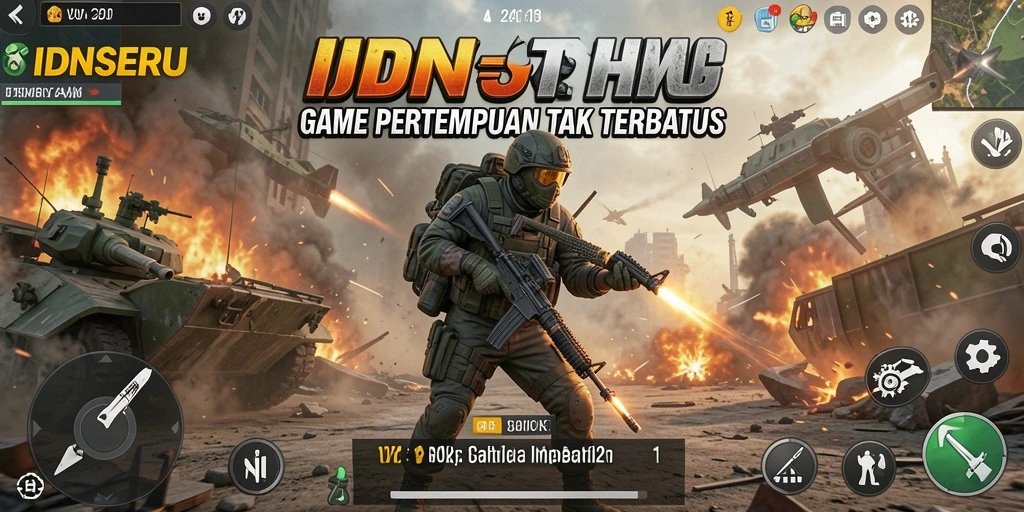 Tampilan gameplay IDNSERU yang memukau dalam pertempuran TPS.