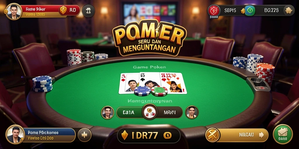 Screenshot gameplay IDR77 menampilkan aksi poker yang mendebarkan dan interaksi antar pemain.