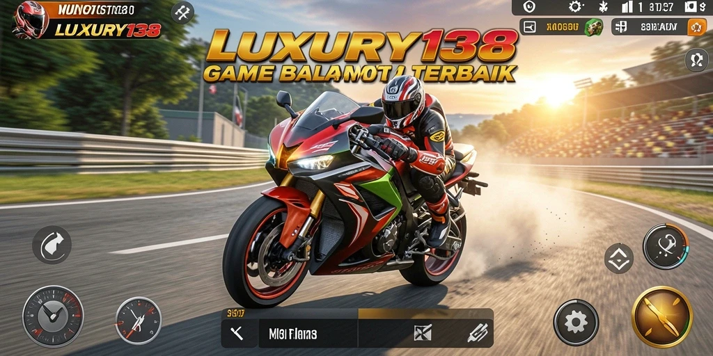 Screenshot gameplay LUXURY138 menampilkan aksi balap motor yang mendebarkan.