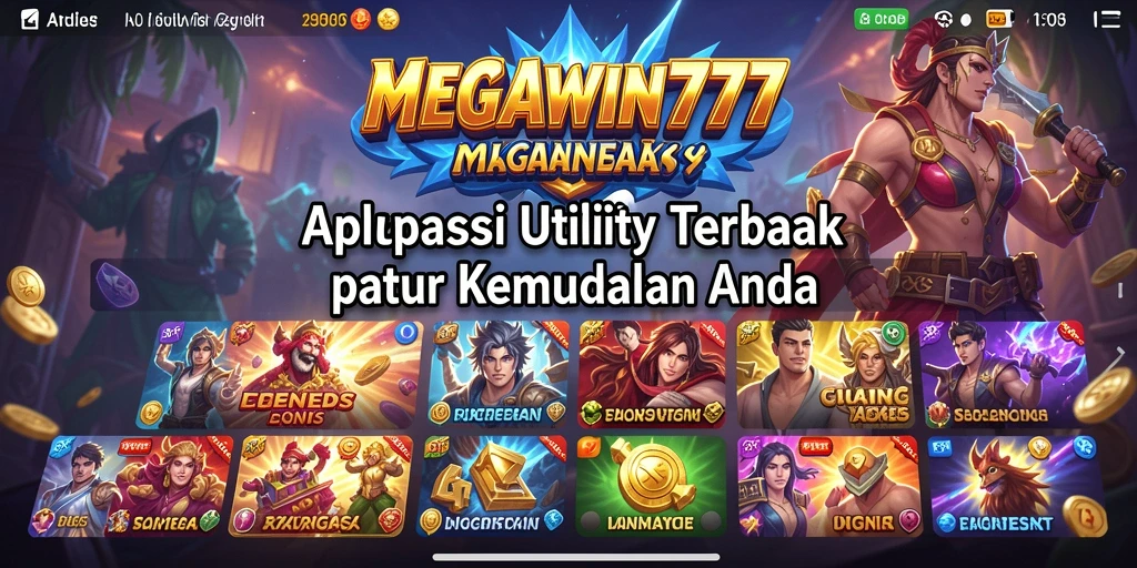 Tampilan antarmuka utama MEGAWIN777 dengan fitur Utility yang lengkap.