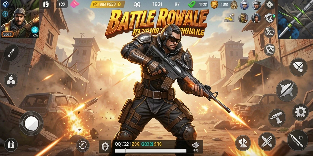 Tangkapan layar menampilkan pertempuran seru di QQ1221 Battle Royale.