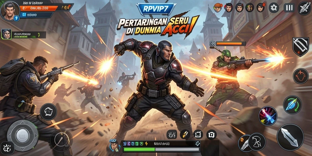 Screenshot gameplay RPVIP7 dengan aksi pertempuran mendebarkan.
