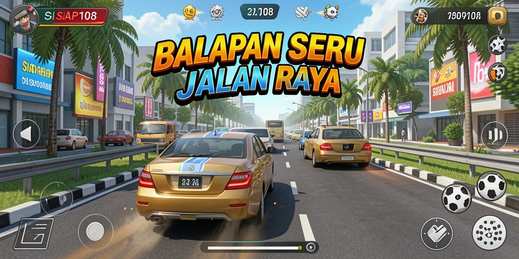 Tampilan gameplay SIAP108 yang mendebarkan dalam balapan adu kecepatan.