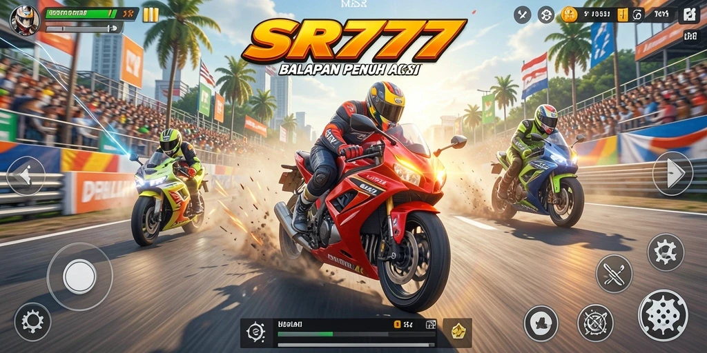 Gameplay balapan motor yang seru dan menantang.