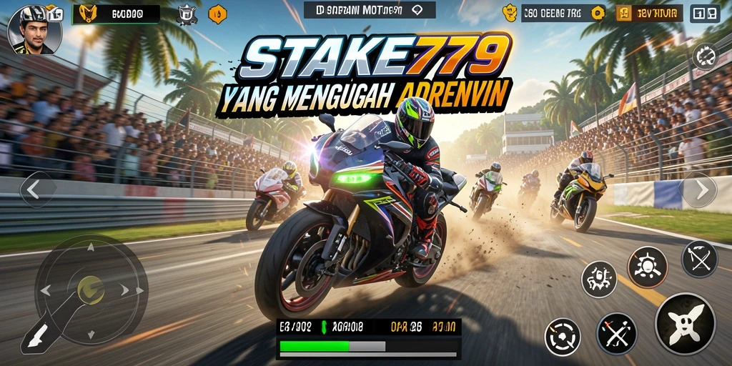 Screenshot gameplay di STAKE779 menampilkan aksi balapan motor yang mendebarkan.