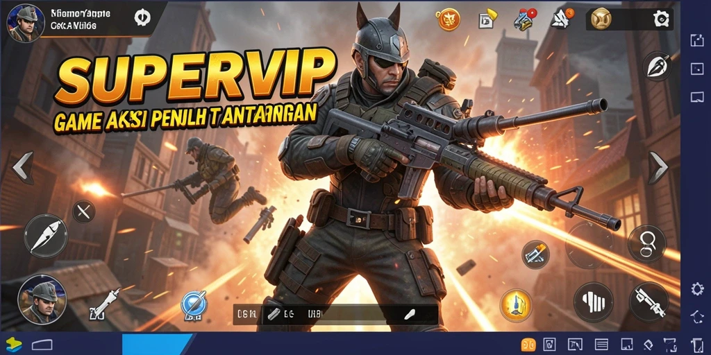 Screenshot gameplay SUPERVIP yang menunjukkan aksi mendebarkan.