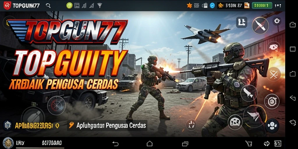 Tampilan utama aplikasi TOPGUN77 yang memudahkan navigasi.
