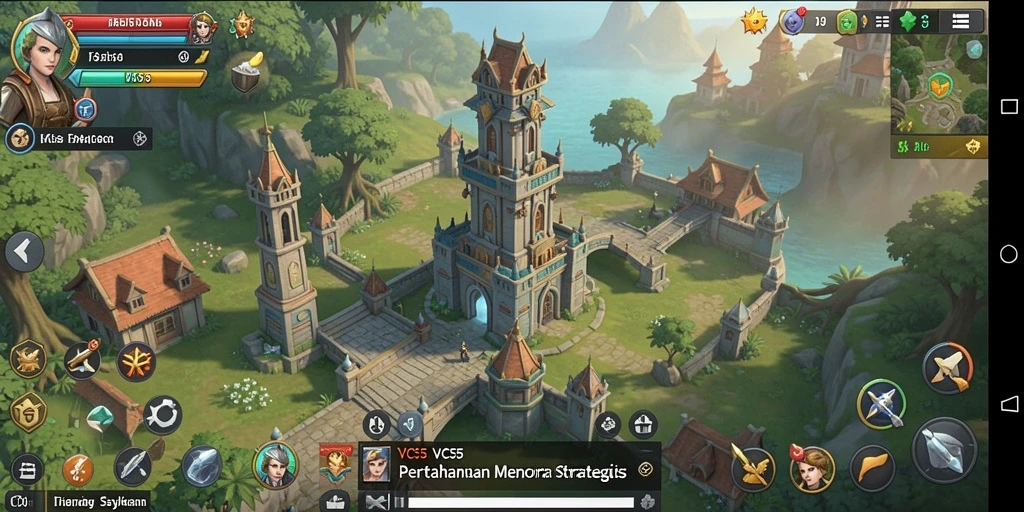 Screenshot utama VC55 menunjukkan pertempuran menara yang intens dan Strategis.